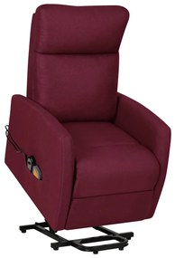 vidaXL Poltrona elevatória de massagens tecido roxo