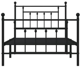 Estrutura de cama com cabeceira e pés 100x190 cm metal preto