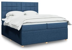 vidaXL Cama com molas/colchão 200x200 cm tecido azul