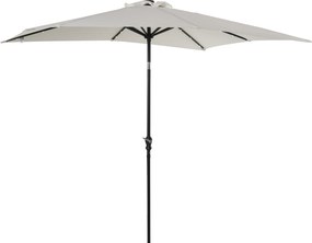 Chapéu de Sol com Luzes LED 268x205x248 cm Chapéu de Sol de Jardim Inclinável até 45° e Abertura a Manivela Creme