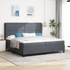 vidaXL Cama Box Spring com Colchão Cinza Escuro 200x200 cm Veludo