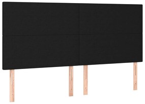 Cabeceira de cama c/ luzes LED tecido 200x5x118/128 cm preto