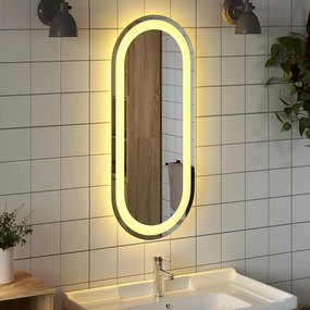 Espelho Oval Delta com Luz LED - 70x30 cm - Design Moderno
