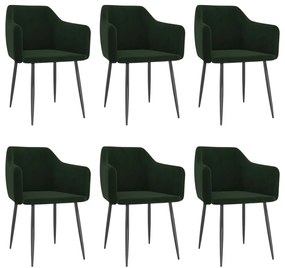 vidaXL Cadeiras de jantar 6 pcs veludo verde-escuro