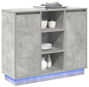 Buffet com LED Cinza Concreto 90x32x75 cm Madeira engenheirada