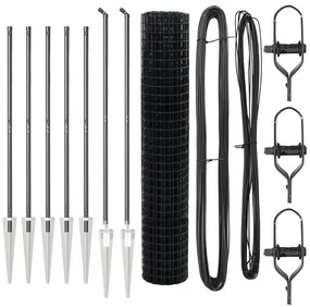 Cerca Euro com 7 Postes de Ancoragem 1.5x10 m Aço Galvanizado Cinza
