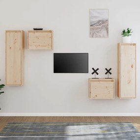 Móveis de TV 4 pcs madeira de pinho maciça