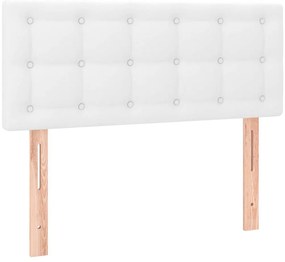 Cama box spring c/colchão/LED 120x190cm couro artificial branco