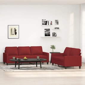 vidaXL 2 pcs conjunto de sofás com almofadões tecido vermelho tinto