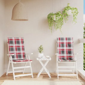 vidaXL Almofadões cadeiras altas de jardim 2pcs tecido xadrez vermelho