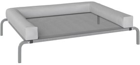 Cama Elevada para Cães com Latertais Amovíveis Cama Elevada para Cães Médios Portátil com Malha Respirável 130x90x30 cm Cinza Claro