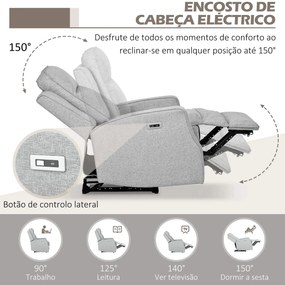 Poltrona Reclinável Elétrica com USB - Poltrona Relax 150° - 84x92x104