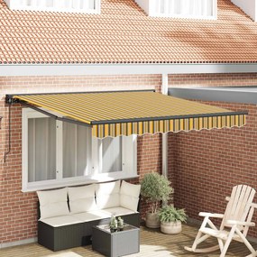 vidaXL Toldo Retrátil Manual Listrado Multicolorido 350x250 cm tecido