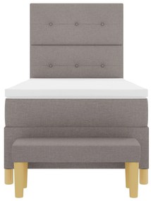Cama Box Spring vidaXL com Colchão e Banco Taupe 90x190 cm Tecido