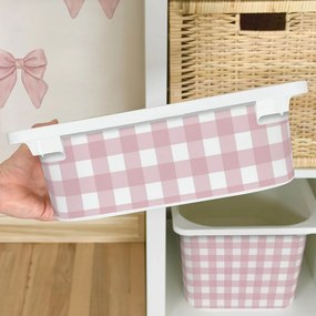 Autocolante para caixa IKEA TROFAST - Padrão xadrez cor-de-rosa