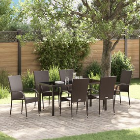 vidaXL Conjunto de Jantar de Jardim com 7 Peças - Vime Sintético Marrom