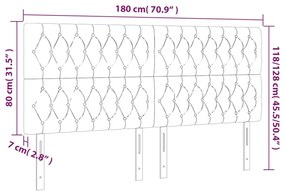 Cabeceira de cama c/ LED veludo 180x7x118/128 cm cinza-escuro