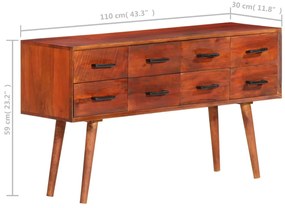 Aparador 110x30x59 cm madeira de mangueira maciça