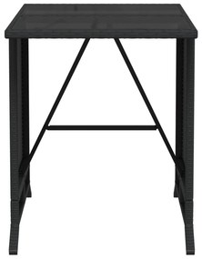 3 pcs conjunto de bistrô com almofadões vime PE preto