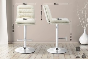 Banco de bar Damar em tecido com estrutura cromada 94-116 x 42 x 56 cm Creme