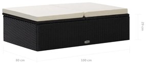2 pcs conjunto lounge de jardim c/ almofadões vime PE preto
