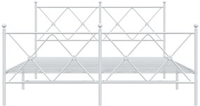 Estrutura de cama com cabeceira e pés 160x200 cm metal branco
