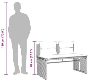 4 pcs conjunto de sofás para jardim c/ almofadões vime PE bege