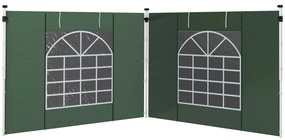 Paredes Laterais para Tenda de 2 Painéis 3x2 m com Janela Enrolável e Porta com Fecho de Correr para Tenda 3x3/6m Verde