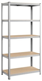 Estante SONGMICS de 5 níveis, estante de aço para armazenamento, montagem sem ferramentas, para garagem, galpão, capacidade de carga de 600 kg, 50 x 100 x 200 cm, prata GLR050E01