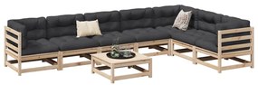 8 pcs conjunto sofás de jardim com almofadões pinho maciço