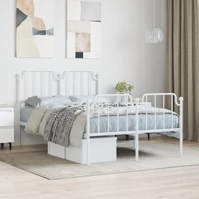vidaXL Estrutura de cama com cabeceira e pés 120x190 cm metal branco