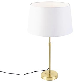Candeeiro de mesa dourado/latão com abajur de linho branco 35 cm - Parte Moderno