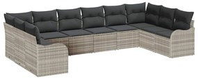 Conjunto de Sofás de Jardim com 10 Peças e Almofadas de Rattan Poliést