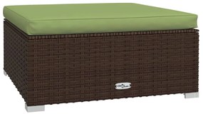 7 pcs conjunto lounge jardim c/ almofadões vime PE castanho