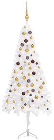 3077949 vidaXL Árvore Natal artif. canto c/ luzes LED/bolas 180 cm PVC branco
