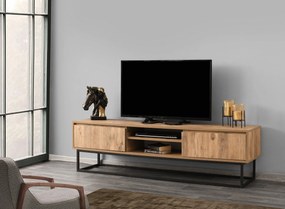 Móvel de TV Belinda – Preto e Pinheiro – 180x50x40 cm