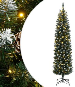 Árvore de Natal artificial fina com 300 luzes LED 210 cm