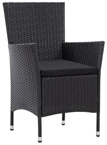 5 pcs conjunto de jantar para jardim vime PE preto