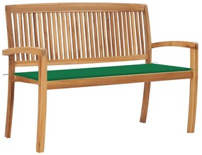 vidaXL Banco de jardim empilhável c/ almofadão 128,5 cm teca maciça