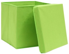 Caixas de arrumação com tampas 10 pcs 32x32x32 cm tecido verde