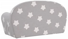Sofá infantil de 2 lugares c/ estrelas pelúcia cinzento-claro