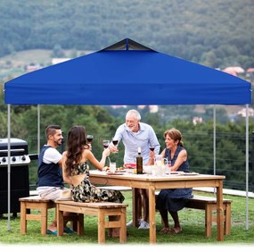 Tenda dobrável 295 x 295 cm para jardim, feiras, eventos com bolsa de transporte teto ventilado Azul