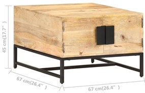 Mesa de centro 67x67x45 cm madeira de mangueira maciça
