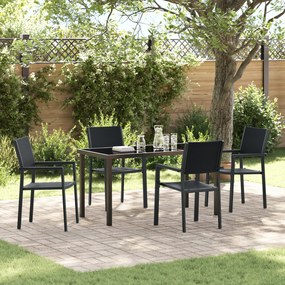 vidaXL Conjunto de Jantar de Jardim de 5 Peças Preto em Polirattan