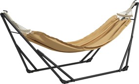 Outsunny Suporte com rede dobrável em aço, 2 em 1 para rede ou cadeira suspensa, bolsa de transporte inclusa 263x89x100cm kaki | Aosom Portugal