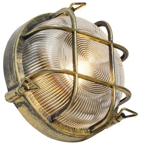 Candeeiro de Parede e Teto Exterior Dourado Antigo Redondo IP44 - Noutica Industrial