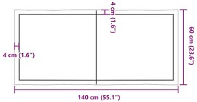 Tampo de mesa com bordas vivas maciço tratado castanho-escuro