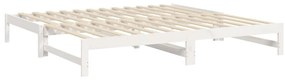 Sofá-cama de puxar 2x(100x200) cm madeira pinho maciça branco
