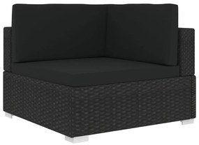 Cadeira de canto seccional c/ almofadões 1 pc vime PE preto