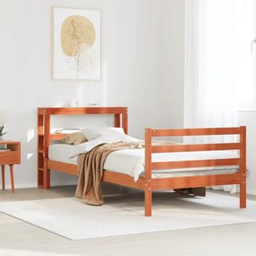 vidaXL Cama sem colchão 90x190 cm madeira de pinho maciça castanho-mel
